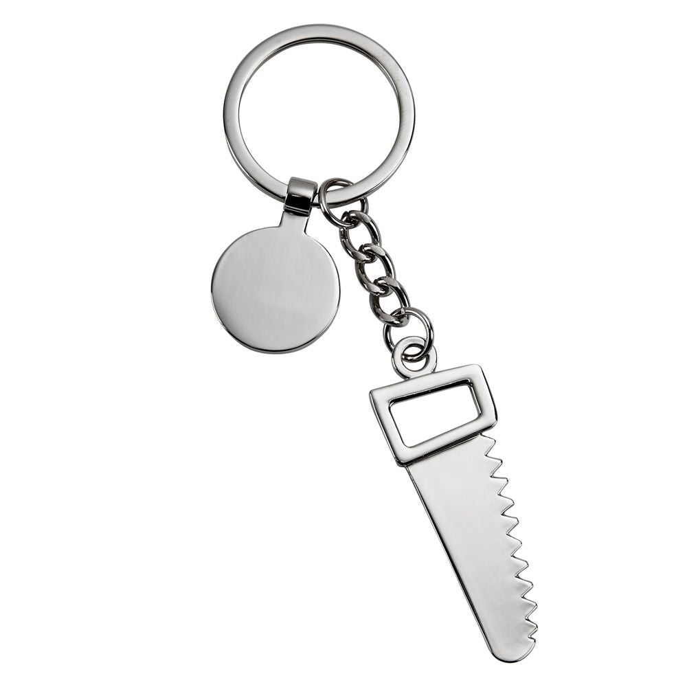 Saw Keychain with Engraving Tag, 4.75"