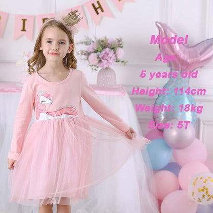 Girls Dresses for Winter Long Sleeve Toddler Girls Clothes Party Tulle Dresses for Girls 3-12 Years